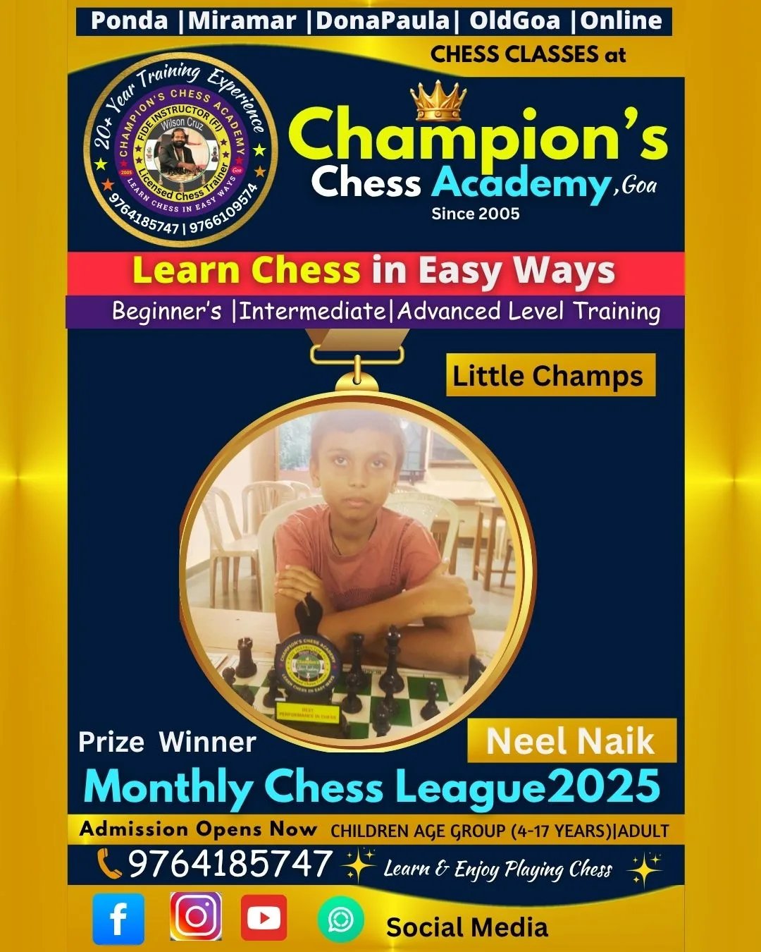 champions chess academy,goa — Chess in Dongrim, Goa