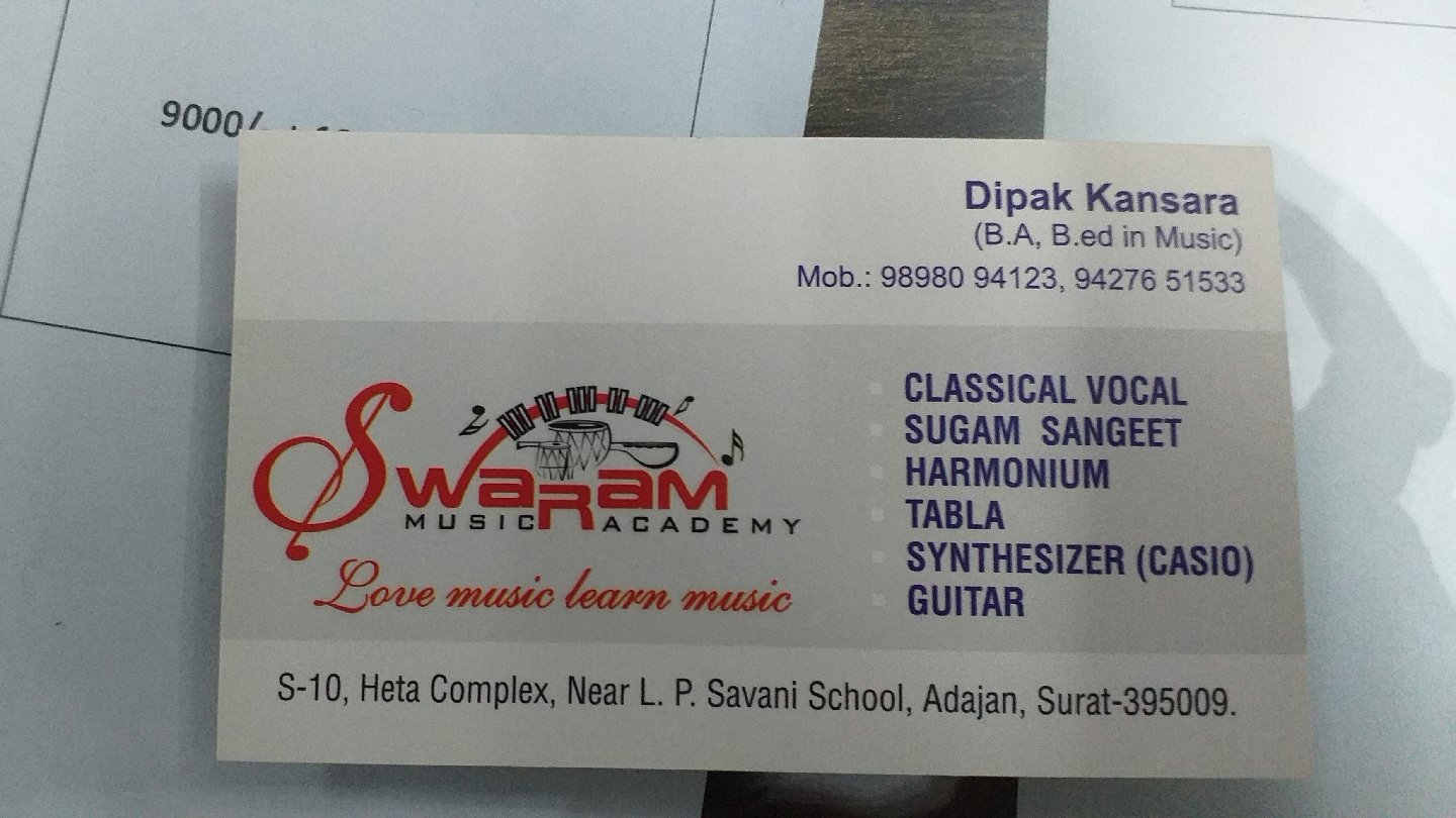 Swaram Music Acadamy — Music in Green Avenue Apartments, Surat