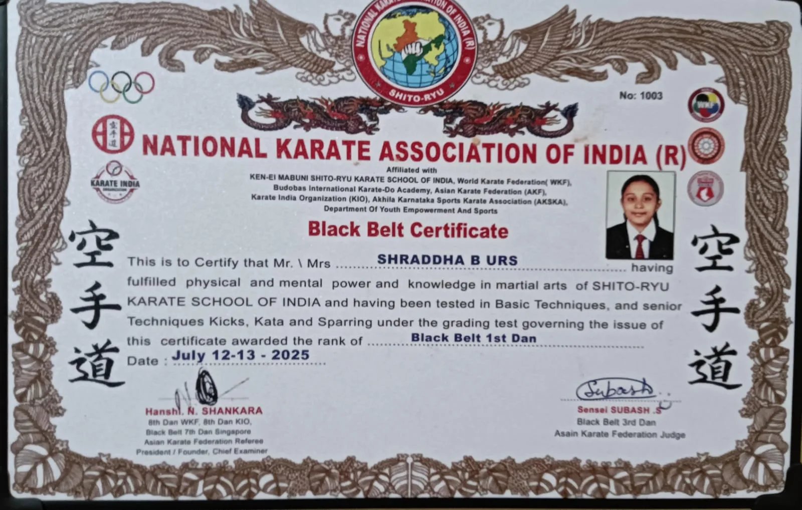 KARATE TRAINING CENTER NATIONAL KARATE ASSOCIATION OF INDIA SubashShankara — Martial Arts in Sriramapura, Mysore