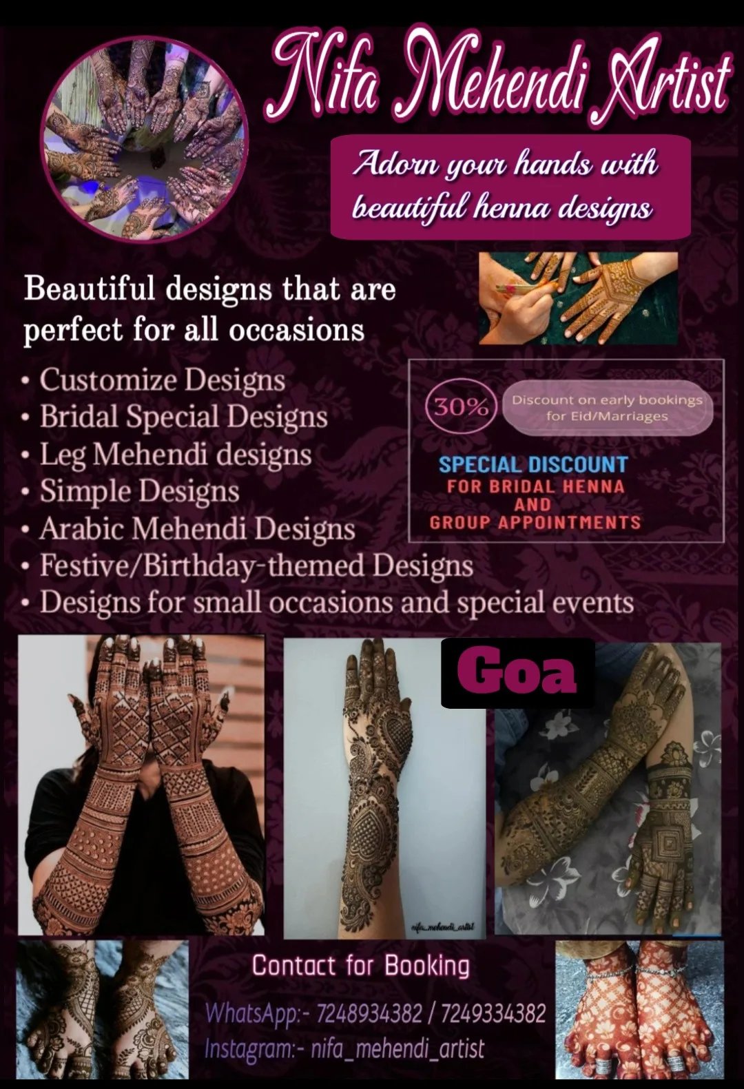 Nifa Mehendi Artist — Art & Craft in Mercurim, Goa