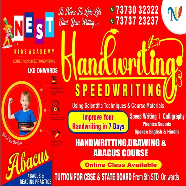 NEST HANDWRITING & ABACUS — Abacus & Vedic Maths in Periyanaickenpalyam, Coimbatore