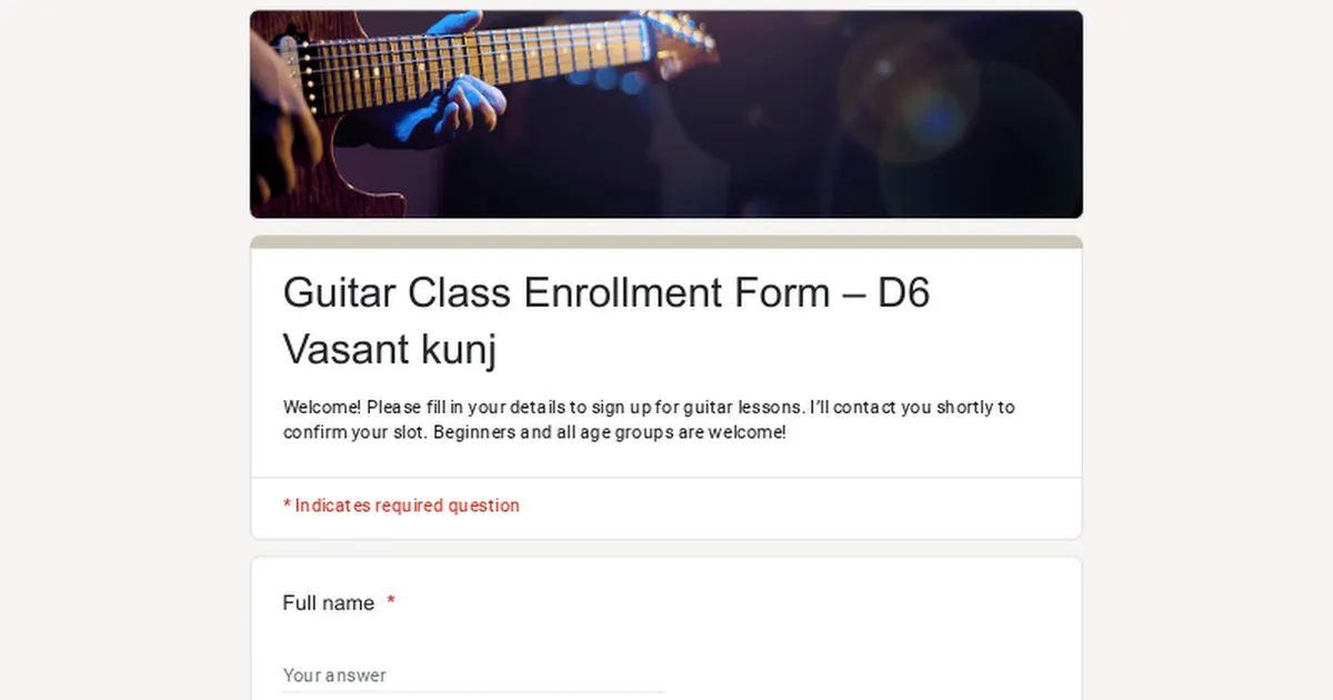 The Guitar Learning Space. — Music in Vasant Kunj, Delhi