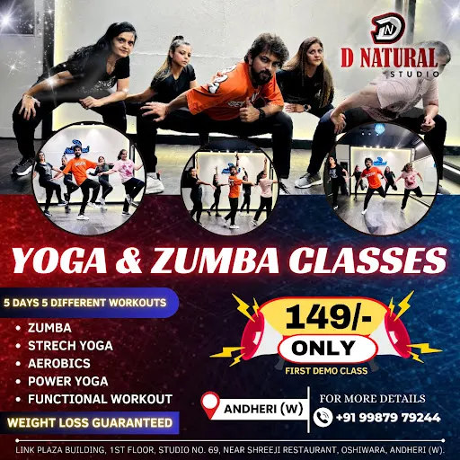 D NATURAL STUDIO | best dance classes in mumbai | zumba classes | Yoga classes | Zumba | Yoga | best dance classes in andheri photo 1