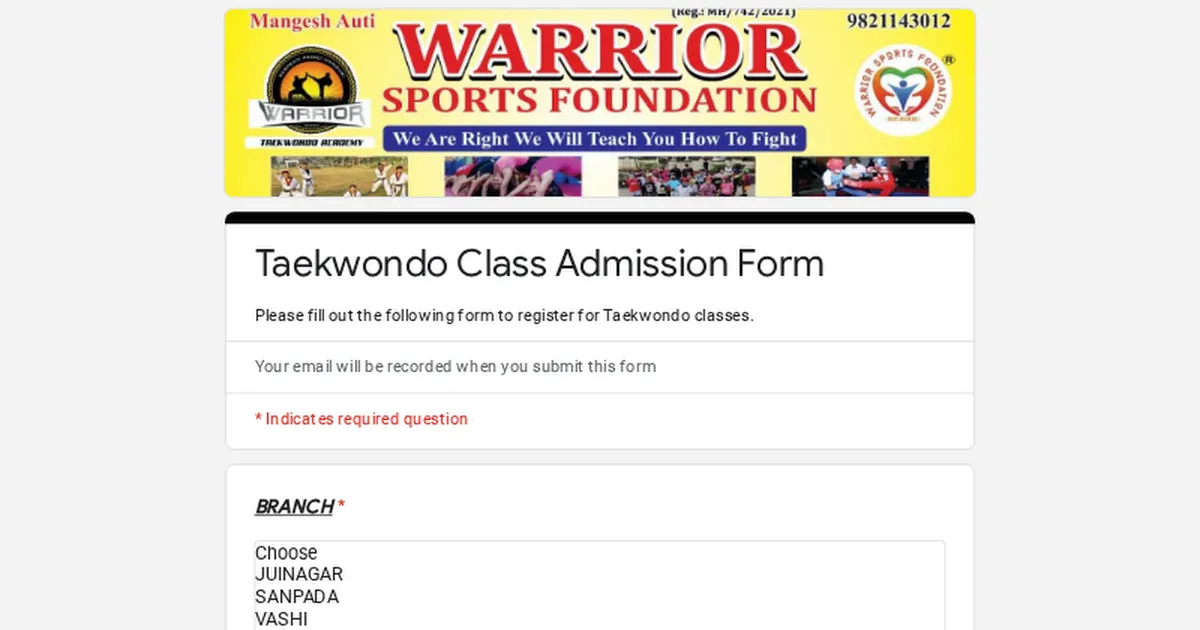 Warrior Taekwondo Academy (Juinagar, Nerul, Sanpada, Vashi, koparkhairane, Ghansoli ) — Martial Arts in Juinagar, Navi Mumbai