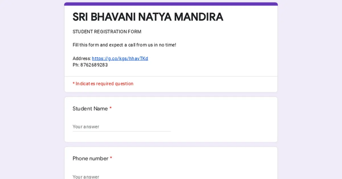 Sri Bhavani Natya Mandira — Dance in Lingadeeranahalli, Bengaluru